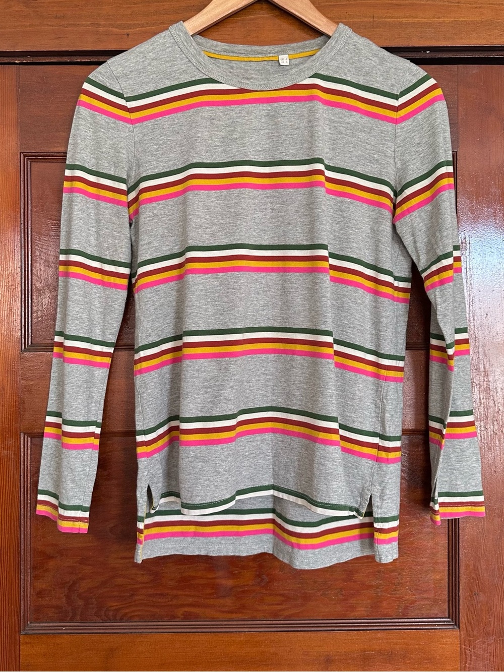 Boden Multi-Stripe Long Sleeve Cotton Crewneck Shirt Top Size 2 Casual Everyday
